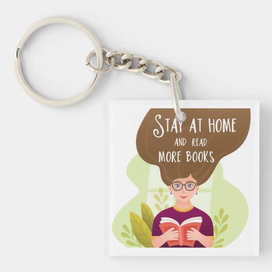 Stay Home Read More Books Book Lover キーホルダー (正面)