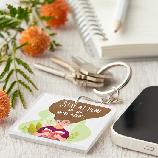 Stay Home Read More Books Book Lover キーホルダー