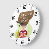 Stay Home Read More Books Book Lover ラージ壁時計 (傾斜)