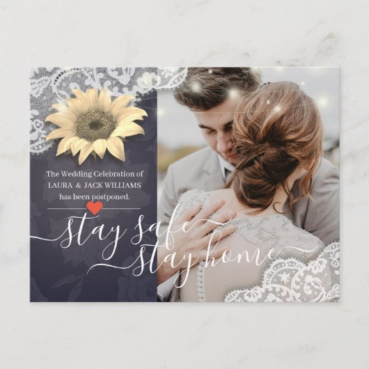 Stay Home & Stay Safeの結婚延期写真 案内ポストカード (正面)