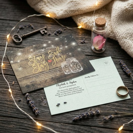 STAY HOME STAY SAFE 結婚式延期 メイソンジャー 案内ポストカード