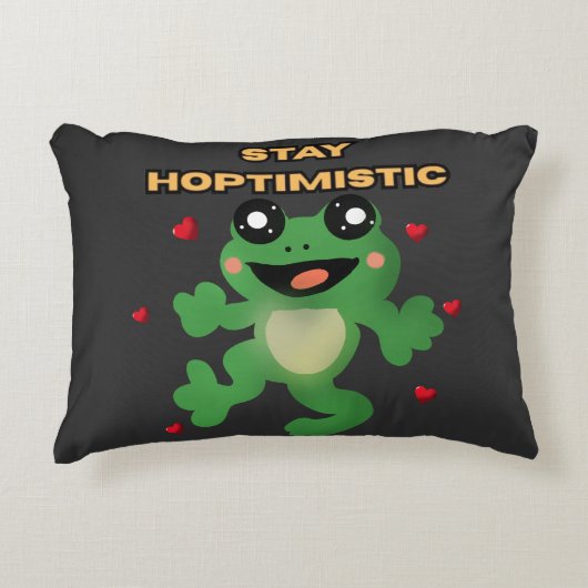 Stay Hoptimistic Cute Frog Pun Funny Frog Lover Gi アクセントクッション (正面)