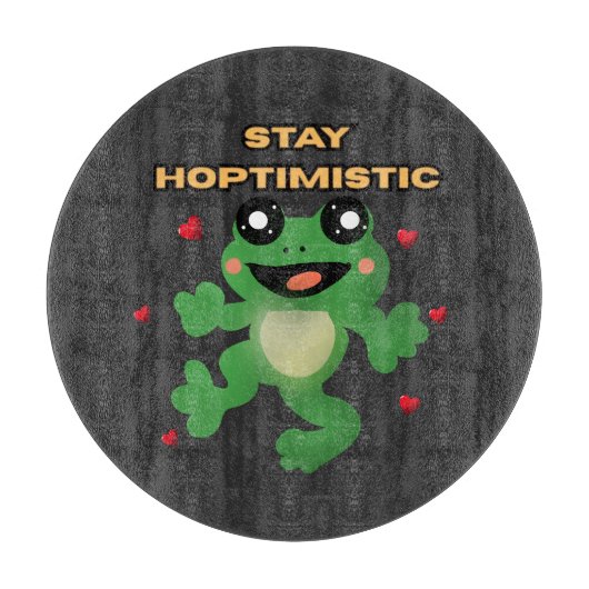 Stay Hoptimistic Cute Frog Pun Funny Frog Lover Gi カッティングボード (正面)