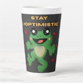 Stay Hoptimistic Cute Frog Pun Funny Frog Lover Gi カフェラテマグ (正面)