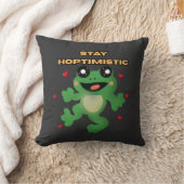 Stay Hoptimistic Cute Frog Pun Funny Frog Lover Gi クッション (ブランケット)