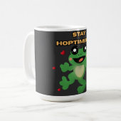 Stay Hoptimistic Cute Frog Pun Funny Frog Lover Gi コーヒーマグカップ (正面左)