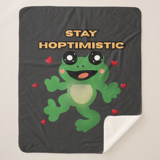 Stay Hoptimistic Cute Frog Pun Funny Frog Lover Gi シェルパブランケット (正面)