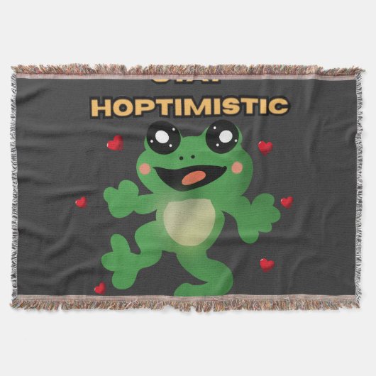 Stay Hoptimistic Cute Frog Pun Funny Frog Lover Gi スローブランケット (正面)