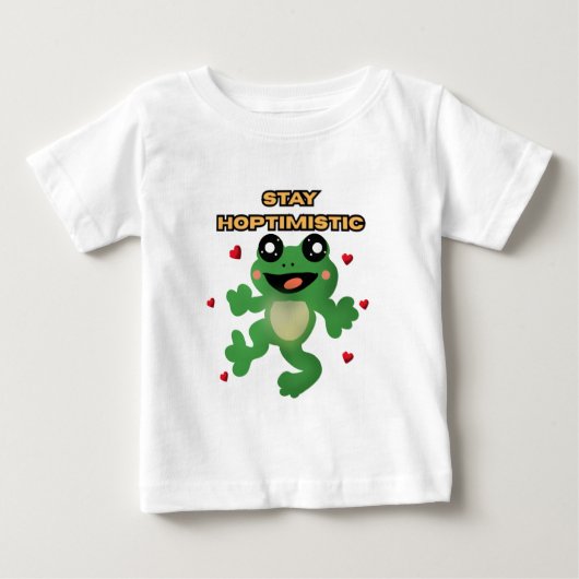 Stay Hoptimistic Cute Frog Pun Funny Frog Lover Gi ベビーTシャツ (正面)
