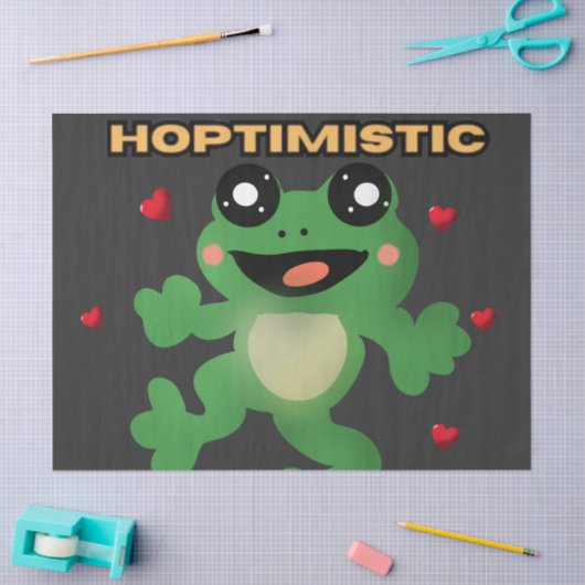 Stay Hoptimistic Cute Frog Pun Funny Frog Lover Gi 薄葉紙 (クラフト)