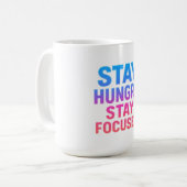 Stay Hunged Stay Focusステッカー コーヒーマグカップ (正面左)