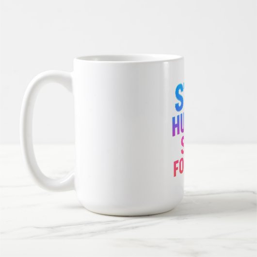Stay Hunged Stay Focusステッカー コーヒーマグカップ (左)