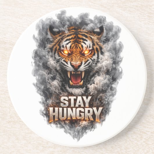 Stay Hungry Tiger Motivation Design コースター (正面)