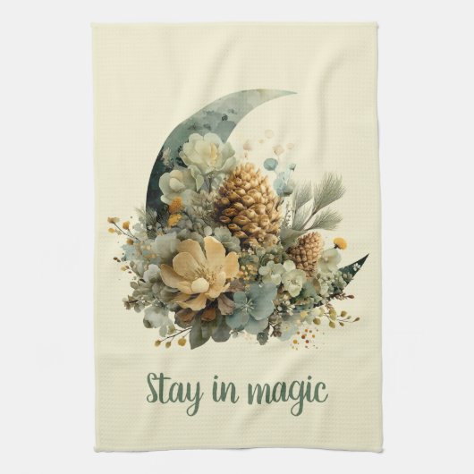 Stay in Magic Winter Moon Design キッチンタオル (縦)