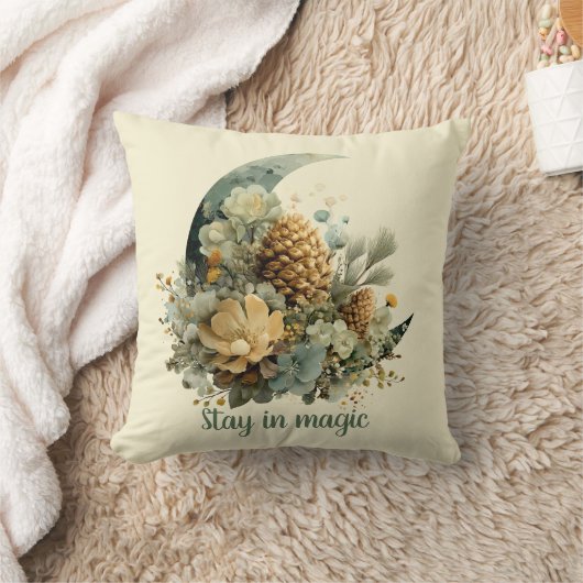 Stay in Magic Winter Moon Design クッション (ブランケット)