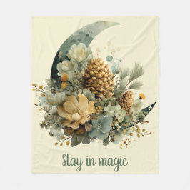 Stay in Magic Winter Moon Design フリースブランケット