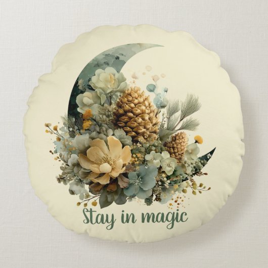 Stay in Magic Winter Moon Design ラウンドクッション (正面)