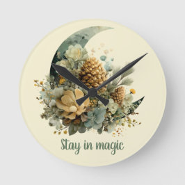Stay in Magic Winter Moon Design ラウンド壁時計