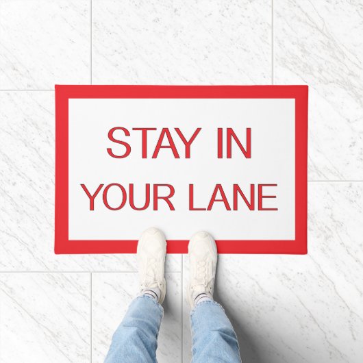 Stay in Your Lane おもしろい Traffic Road Sign ドアマット (室内)