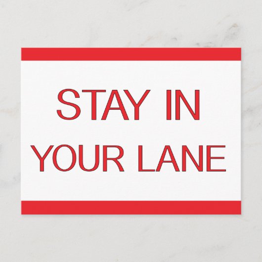 Stay in Your Lane おもしろい Traffic Road Sign ポストカード (正面)