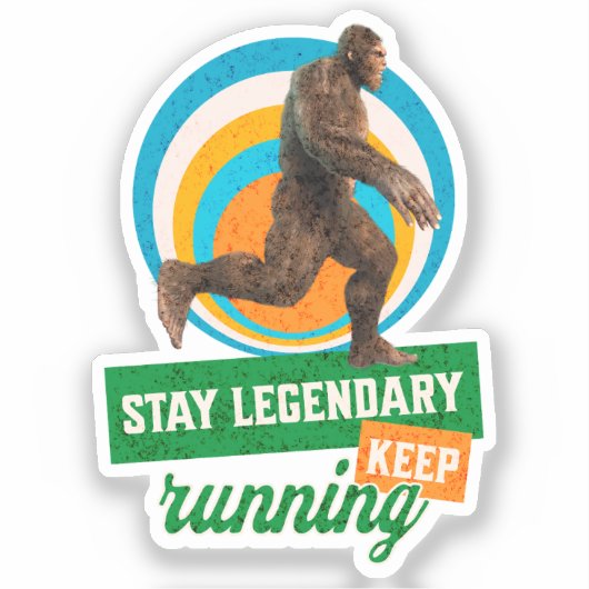 Stay Legendary, Keep Running Funny Bigfoot シール (正面)