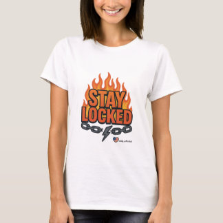 Stay Locked ファイアーグラフィックTシャツ | モチベーションストリート Tシャツ