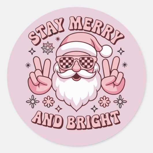 Stay Merry And Bright Christmas Ugly Xmas  ラウンドシール (正面)
