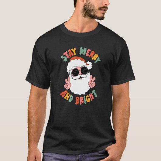 Stay Merry And Bright Retro Boho Christmas Holiday Tシャツ (正面)
