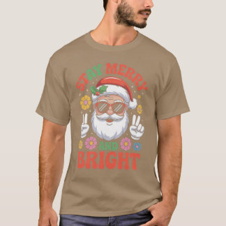 Stay Merry and Bright Santa Claus Christmas Retro Tシャツ