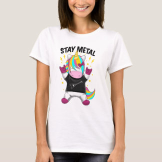 Stay metal unicorn tシャツ