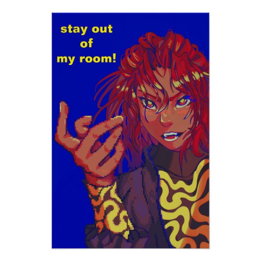 Stay out of my room Pixelart changing girl ポスター (正面)