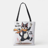 Stay Paw-sitive Cat | Uplifting Feline Humor Art トートバッグ (裏面)