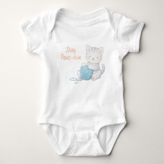 Stay Paws-itive Baby Bodysuit – Cute Kitten Nurser ベビーボディスーツ (正面)