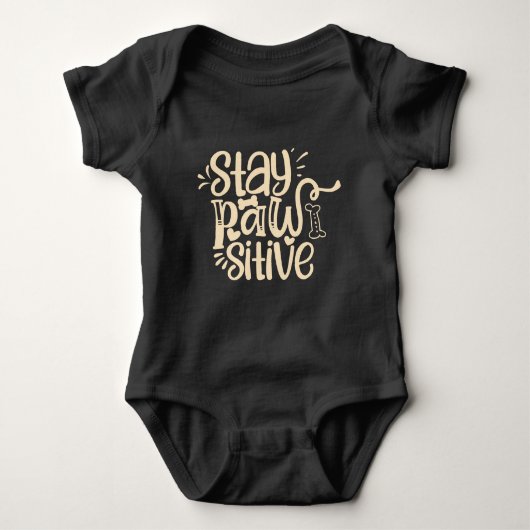 Stay Pawsitive Baby Bodysuit – Cute Puppy-Themed  ベビーボディスーツ (正面)