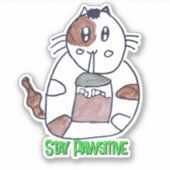 Stay Pawsitive Cat おもしろい Cartoon Laptop Notebook シール (正面)