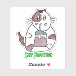 Stay Pawsitive Cat おもしろい Cartoon Laptop Notebook シール