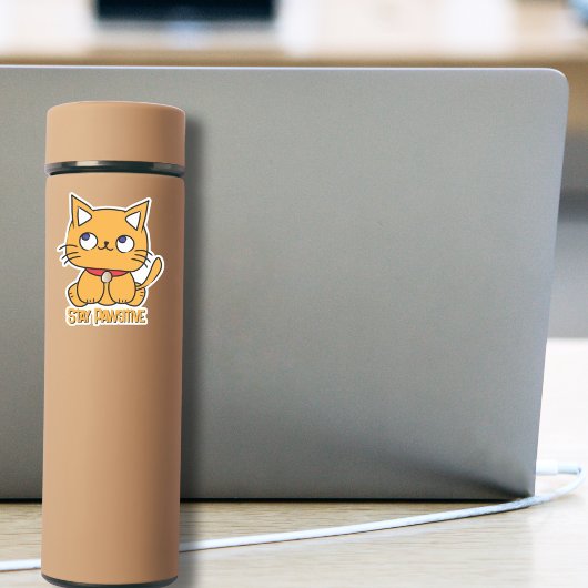 Stay Pawsitive Cat おもしろい Cartoon Laptop Notebook シール