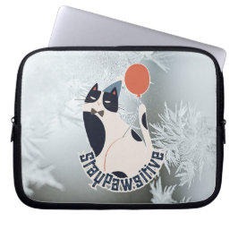 Stay Pawsitive Cat Illustration 10 Inch Laptop Tab ラップトップスリーブ