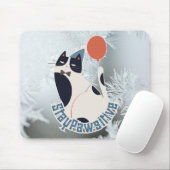 Stay Pawsitive Cat Illustration Modern Artistic Of マウスパッド (マウス)