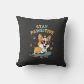 Stay Pawsitive Corgi Skateboarding Cute Motivation クッション (正面)