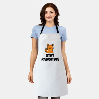 stay pawsitive cute  cat All over print Apron エプロン