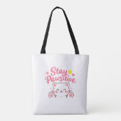 Stay Pawsitive – Cute Cat Motivational Quote Desig トートバッグ (裏面)