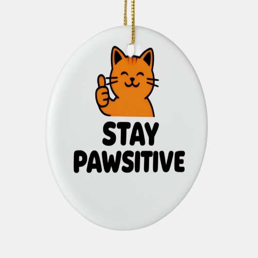 stay pawsitive cute Ginger cat ornament セラミックオーナメント (右)
