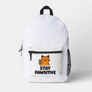 stay pawsitive cute Ginger cat print cut &sew bag プリントバックパック