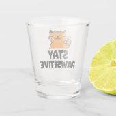 stay pawsitive cute Ginger cat shot Glass ショットグラス (裏面)