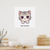 Stay Pawsitive | Cute Kawaii Cat Nursery Poster ポスター (キッチン)
