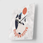 Stay Pawsitive | Dapper Tuxedo Cat Whimsical Acryl スクエア壁時計 (傾斜)