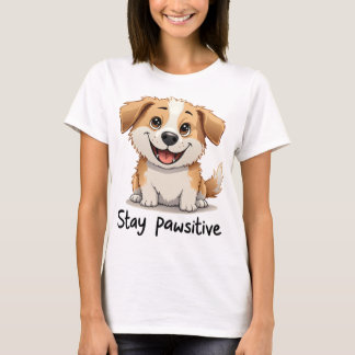 Stay Pawsitive: Drawing of a Dog with a Big Grin Tシャツ