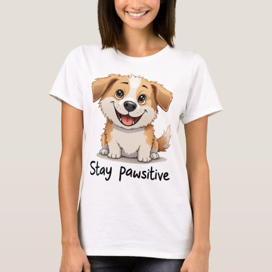 Stay Pawsitive: Drawing of a Dog with a Big Grin Tシャツ (正面)