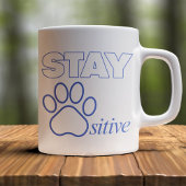 Stay Pawsitive in Blue  コーヒーマグカップ